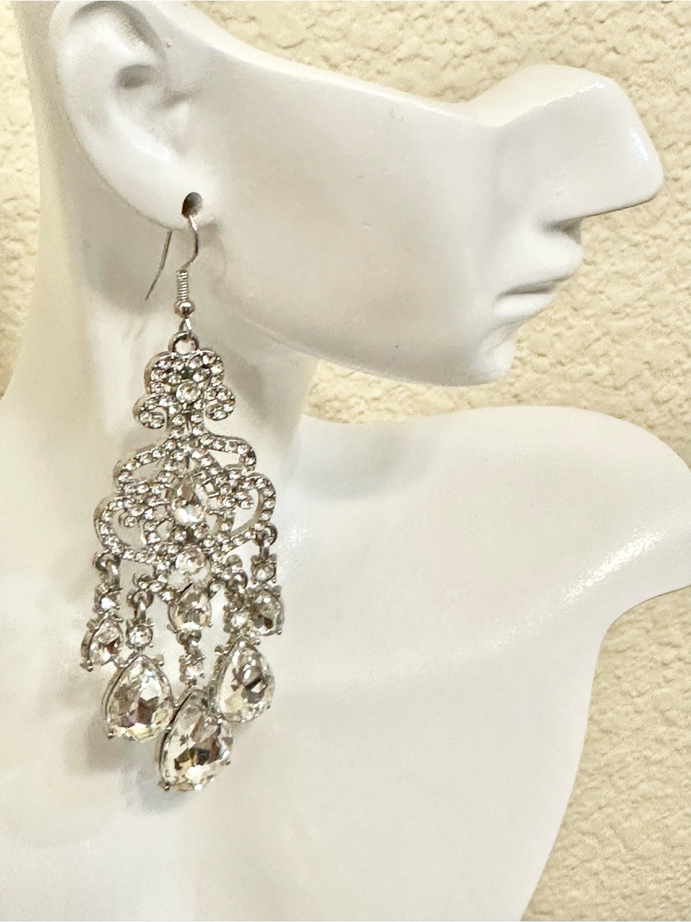 Silver-Tone Crystal Chandelier Drop Earrings